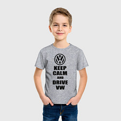 Футболка хлопковая детская Keep Calm & Drive VW, цвет: меланж — фото 2