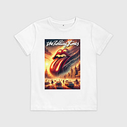 Футболка хлопковая детская Logo of the Rollings Stones, цвет: белый