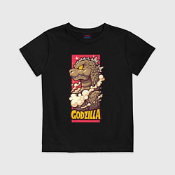 Футболка хлопковая детская Pink godzilla, цвет: черный