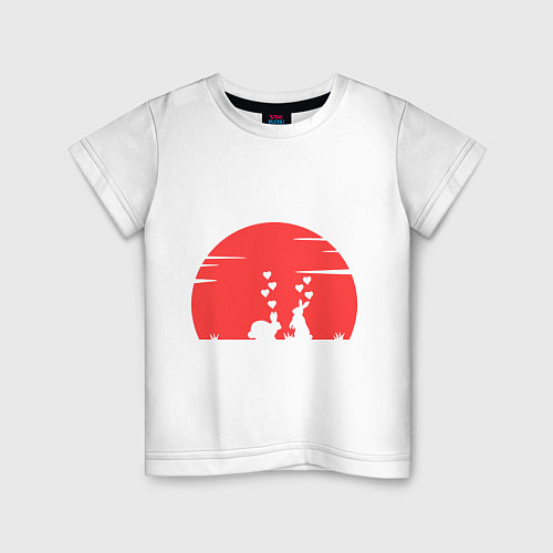 Детская футболка Зайки на закате / Белый – фото 1