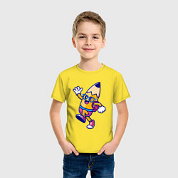 Футболка хлопковая детская Карандаш ученик, цвет: желтый — фото 2