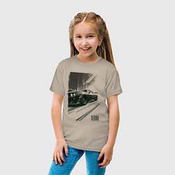 Футболка хлопковая детская Гоночный спорткар, цвет: миндальный — фото 2