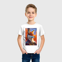 Футболка хлопковая детская Fox fashionista - ai art fantasy, цвет: белый — фото 2