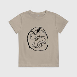 Футболка хлопковая детская Рейдж фейс мем, цвет: миндальный