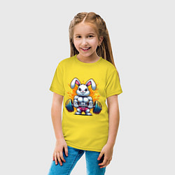 Футболка хлопковая детская Gym bunny barbell, цвет: желтый — фото 2
