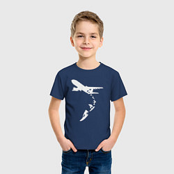 Футболка хлопковая детская Plane surfer, цвет: тёмно-синий — фото 2