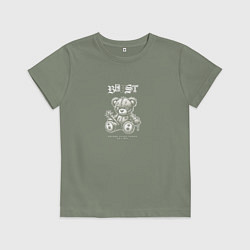 Футболка хлопковая детская Black white teddy, цвет: авокадо