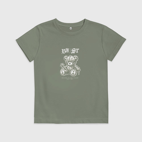 Детская футболка Black white teddy / Авокадо – фото 1