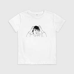 Футболка хлопковая детская Джеки Чан мем, цвет: белый