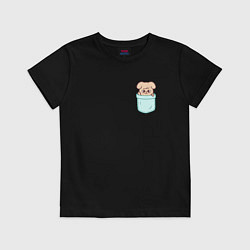 Футболка хлопковая детская PuppyM in pocket, цвет: черный