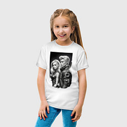 Футболка хлопковая детская Барби и Кен - киберпанк эскиз, цвет: белый — фото 2
