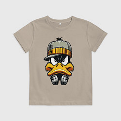 Футболка хлопковая детская Duffy Duck in headphones, цвет: миндальный