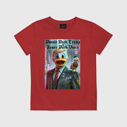 Футболка хлопковая детская Donald Duck Trump and James Duck Vance, цвет: красный