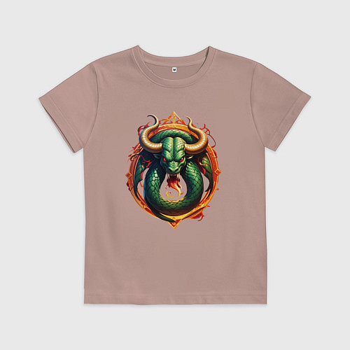 Детская футболка Телец в тени змеи / Пыльно-розовый – фото 1