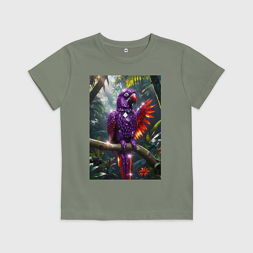 Детская футболка Попугай из драгоценных камней / Авокадо – фото 1