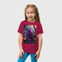Футболка хлопковая детская Попугай из драгоценных камней, цвет: маджента — фото 2