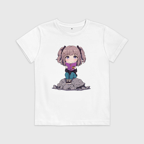 Детская футболка Аниме тиби и книга / Белый – фото 1