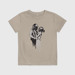 Футболка хлопковая детская Подводная любовь, цвет: миндальный