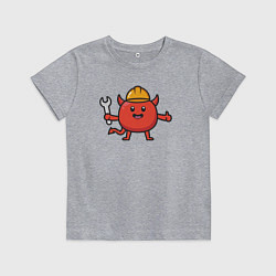 Футболка хлопковая детская Дьяволёнок рабочий, цвет: меланж