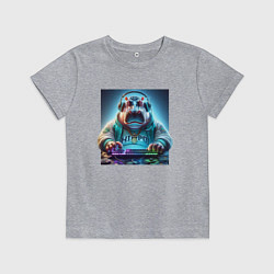 Футболка хлопковая детская Hippo - esports player, цвет: меланж