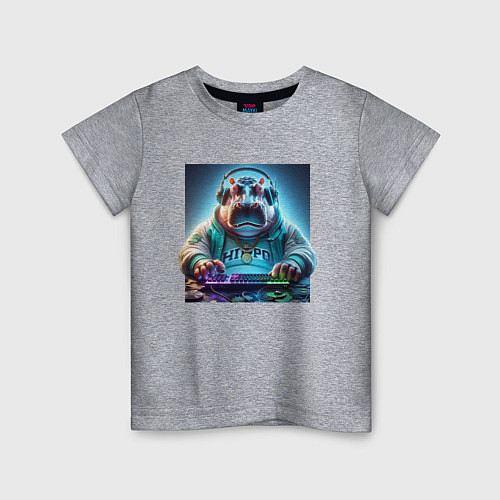Детская футболка Hippo - esports player / Меланж – фото 1