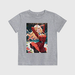 Футболка хлопковая детская Марин Китагава косплей 002 Darling in the Franxx, цвет: меланж