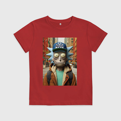 Детская футболка Рик Санчес в Нью-Йорке - нейроарт / Красный – фото 1