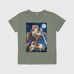 Футболка хлопковая детская Рафталия сражается в ночи, цвет: авокадо