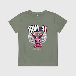 Футболка хлопковая детская Sum 41 розовый кролик, цвет: авокадо