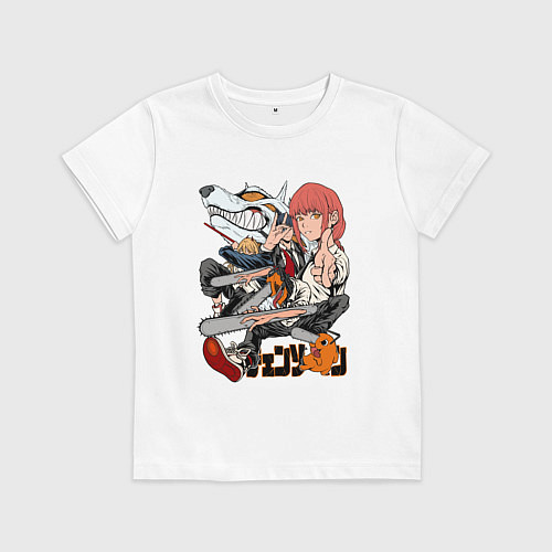 Детская футболка Человек-бензопила Денджи Аки Пауэр Макима / Белый – фото 1