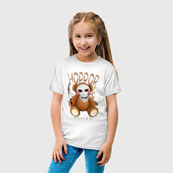 Футболка хлопковая детская Медвежонок с ножом в маске из пилы, цвет: белый — фото 2
