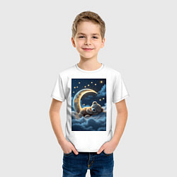 Футболка хлопковая детская Плюшевый мишка сидит на Луне, цвет: белый — фото 2
