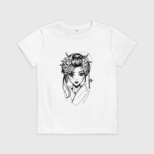 Детская футболка Японская девушка с красными глазами / Белый – фото 1