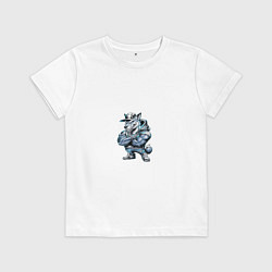 Футболка хлопковая детская Мультяшный хищник, цвет: белый