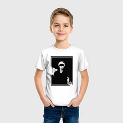 Футболка хлопковая детская Сатору годжо манга, цвет: белый — фото 2