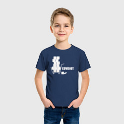Футболка хлопковая детская Ковид идиот, цвет: тёмно-синий — фото 2