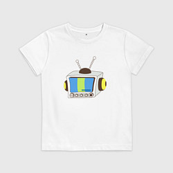 Футболка хлопковая детская Television, цвет: белый