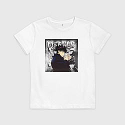 Футболка хлопковая детская Мегуми магическая битва, цвет: белый