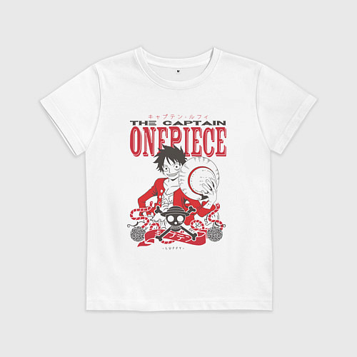 Детская футболка Ванпис Луффи череп / Белый – фото 1