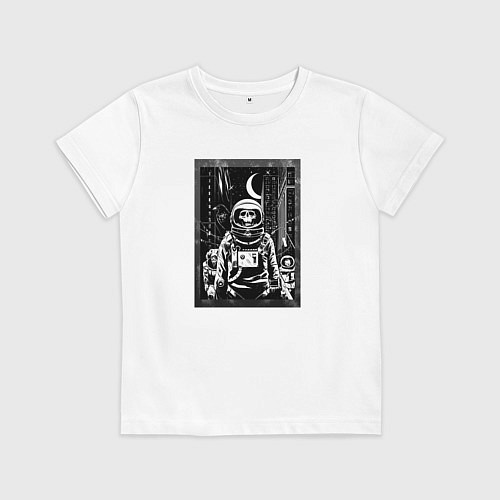 Детская футболка Космонавт в городе / Белый – фото 1