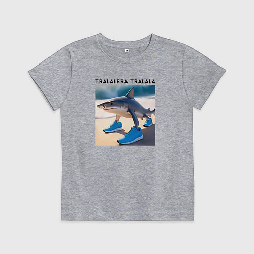 Детская футболка Tralalera tralala - shark - brainrot meme / Меланж – фото 1
