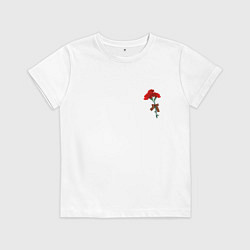 Футболка хлопковая детская Гвоздики и георгиевская лента, цвет: белый