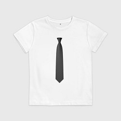 Футболка хлопковая детская Черный галстук, цвет: белый