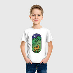 Футболка хлопковая детская Олень и горы, цвет: белый — фото 2