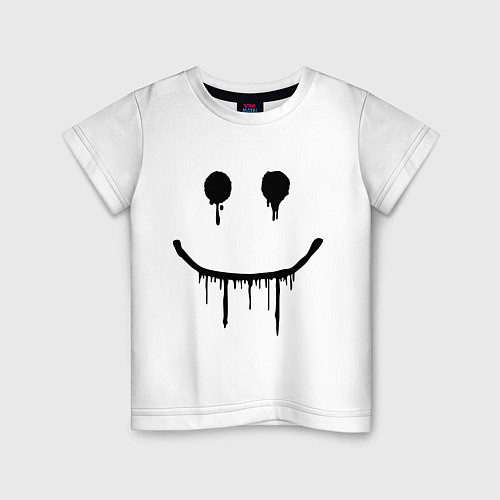 Детская футболка Смайлик нарисованный краской / Белый – фото 1