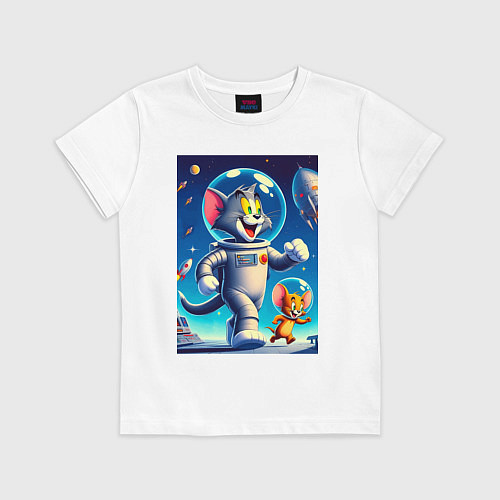 Детская футболка Космонавты Том и Джерри / Белый – фото 1