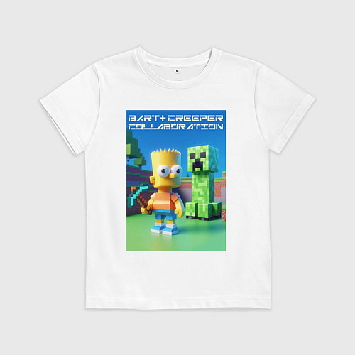 Детская футболка Bart and Creeper - collaboration ai art / Белый – фото 1