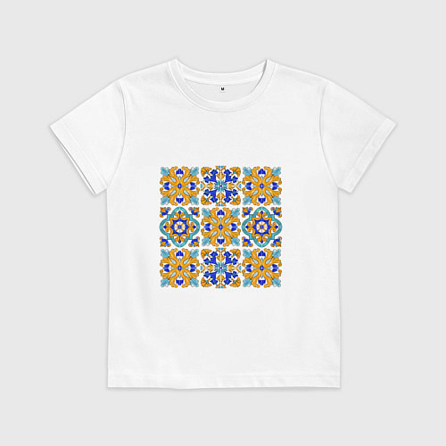 Детская футболка Узор из цветной плитки / Белый – фото 1