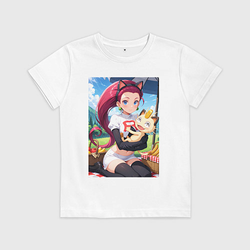 Детская футболка Джесси и Мяут на пикнике / Белый – фото 1