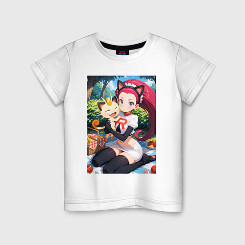 Детская футболка Джесси и Мяут на пикнике / Белый – фото 1
